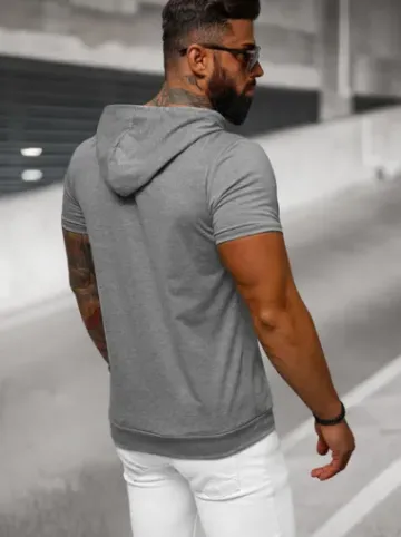 T-shirt męski z kapturem grafitowy JS/8T955/5^Ozonee Best