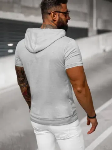 T-shirt męski z kapturem szary JS/8T955/2^Ozonee Outlet
