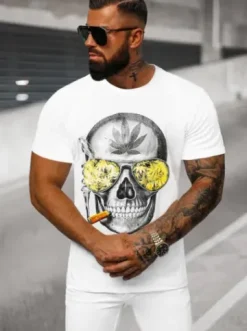 T-shirt męski z nadrukiem biały JS/Y70019^Ozonee Online