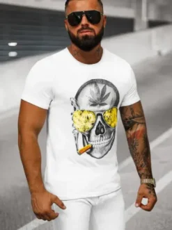 T-shirt męski z nadrukiem biały JS/Y70019^Ozonee Online