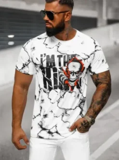 T-shirt męski z nadrukiem biały JS/Y70028Z^Ozonee New