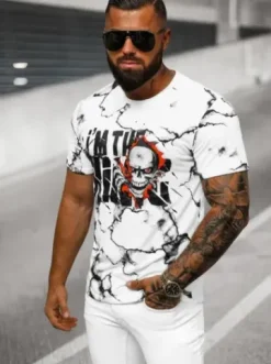 T-shirt męski z nadrukiem biały JS/Y70028Z^Ozonee New
