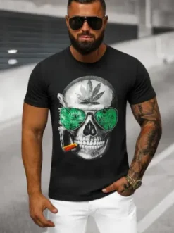 T-shirt męski z nadrukiem czarny JS/Y70019^Ozonee Online