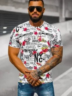 T-shirt męski z nadrukiem kolorowy O/BL63Z^Ozonee New