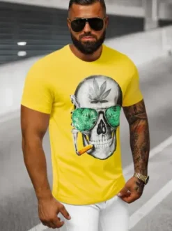 T-shirt męski z nadrukiem żółty JS/Y70019^Ozonee Best